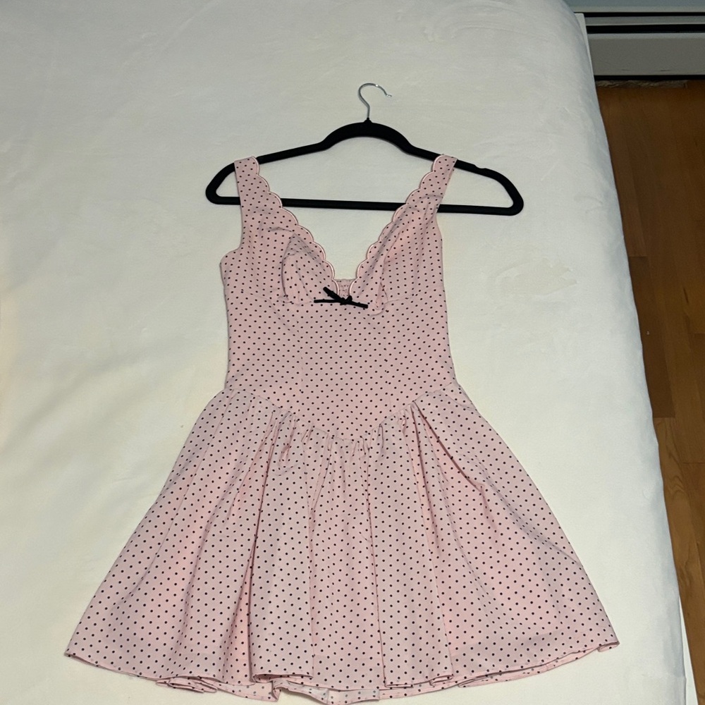 Oh Polly Blush Pink Dress with Black Polka Dots